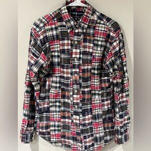 Polo Ralph Lauren Size M Madras Patchwork Thick Cotton Slim (Custom) Fit Shirt